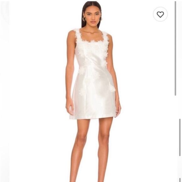 elliatt elder white embellished floral square neck mini bridal dress size small - Picture 6 of 14